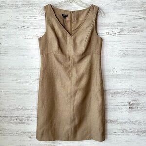 Talbots Sleeveless V-Neck Midi Dress in Tan